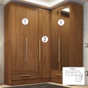 Ver imagem 2 de Quarto Modulado de Canto 100% MDF 3 Peças 5 Portas 2 Gavetas com Espelhos Smart Plus Espresso Móveis Marrom/Cinamomo