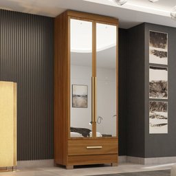 Quarto Modulado de Canto 3 Peças 5 Portas 2 Gavetas com Espelho Smart Plus - 11