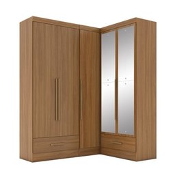 Quarto Modulado de Canto 3 Peças 5 Portas 2 Gavetas com Espelho Smart Plus - 3