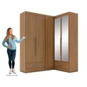 Ver imagem 7 de Quarto Modulado de Canto 100% MDF 3 Peças 5 Portas 2 Gavetas com Espelhos Smart Plus Espresso Móveis Marrom/Cinamomo