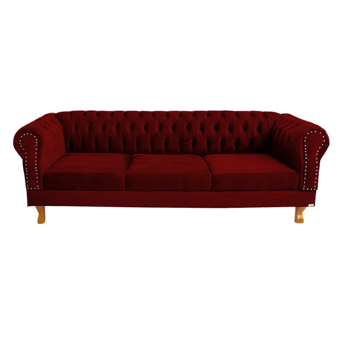 Ver imagem 1 de Sofá Duque 1.80m com 3 Assentos Suede Bordo - Sofá - Salão - Tv - Chesterfield