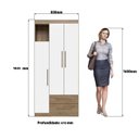 Ver imagem 5 de Guarda-Roupa Solteiro 3 Portas 2 Gavetas Bege/Wood/Branco