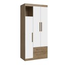 Ver imagem 3 de Guarda-Roupa Solteiro 3 Portas 2 Gavetas Bege/Wood/Branco