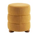 Ver imagem 1 de Puff Cherry Boucle 47 X 38 Cm Pés de Madeira Amarelo Castanho/Gold