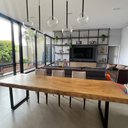 Ver imagem 2 de Mesa de Tronco com Bordas Orgânicas Cor Natural com Pés em Aço Carbono 90cm Largura:comp200xlarg90xa
