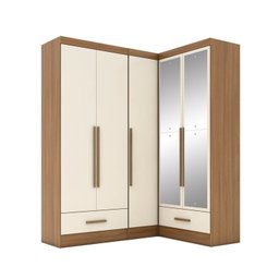 Quarto Modulado de Canto 3 Peças 5 Portas 2 Gavetas com Espelho Smart Plus - 3