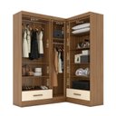 Ver imagem 7 de Quarto Modulado de Canto 100% MDF 3 Peças 5 Portas 2 Gavetas com Espelhos Smart Plus Espresso Móveis Off White/Cinamomo