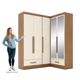 Quarto Modulado de Canto 3 Peças 5 Portas 2 Gavetas com Espelho Smart Plus - 4