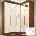 Ver imagem 2 de Quarto Modulado de Canto 100% MDF 3 Peças 5 Portas 2 Gavetas com Espelhos Smart Plus Espresso Móveis Off White/Cinamomo