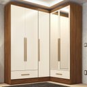 Ver imagem 1 de Quarto Modulado de Canto 100% MDF 3 Peças 5 Portas 2 Gavetas com Espelhos Smart Plus Espresso Móveis Off White/Cinamomo