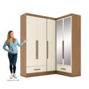 Ver imagem 4 de Quarto Modulado de Canto 100% MDF 3 Peças 5 Portas 2 Gavetas com Espelhos Smart Plus Espresso Móveis Off White/Cinamomo
