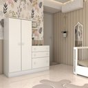 Ver imagem 1 de Guarda-roupa Infantil com Cômoda Colorê 2 Portas 3 Gavetas Branco - Panorama Móveis