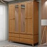 Guarda-Roupa de Solteira Prata 4 Portas 4 Gavetas com Espelho Freijó - Finestra Móveis - 1