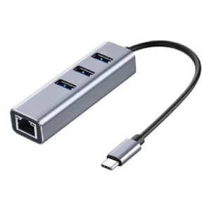 Hub Usb Tipo C 5gbps + Rede 10/100/1000 + 3 Portas Usb 3.0