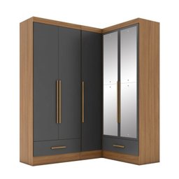 Quarto Modulado de Canto 3 Peças 5 Portas 2 Gavetas com Espelho Smart Plus - 3
