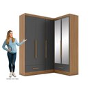 Ver imagem 4 de Quarto Modulado de Canto 100% MDF 3 Peças 5 Portas 2 Gavetas com Espelhos Smart Plus Espresso Móveis Cinza/Cinamomo/Chumbo