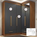 Ver imagem 2 de Quarto Modulado de Canto 100% MDF 3 Peças 5 Portas 2 Gavetas com Espelhos Smart Plus Espresso Móveis Cinza/Cinamomo/Chumbo