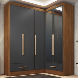 Quarto Modulado de Canto 3 Peças 5 Portas 2 Gavetas com Espelho Smart Plus - 1