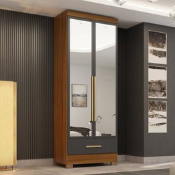 Quarto Modulado de Canto 3 Peças 5 Portas 2 Gavetas com Espelho Smart Plus - 11