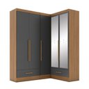 Ver imagem 3 de Quarto Modulado de Canto 100% MDF 3 Peças 5 Portas 2 Gavetas com Espelhos Smart Plus Espresso Móveis Cinza/Cinamomo/Chumbo
