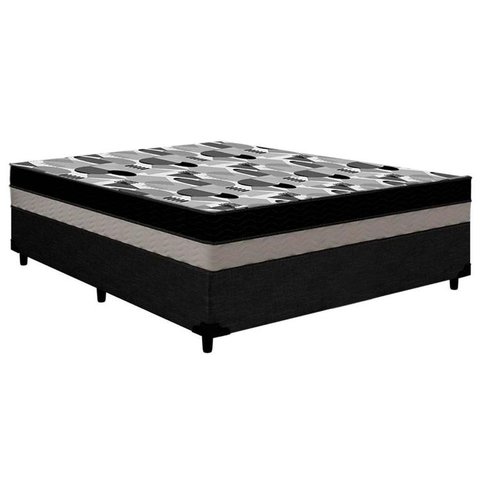 Cama Box Viúva: Colchão Ortopédico Ortobom D33/EP ISO 100 Double Face + Base CRC Linhão Black(128x18