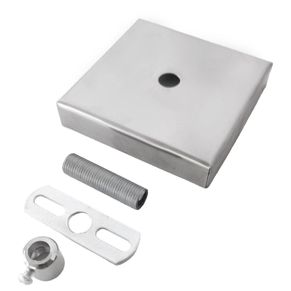 Canopla para Lustre e Pendente Quadrada Cromada 8cm Inox - 3