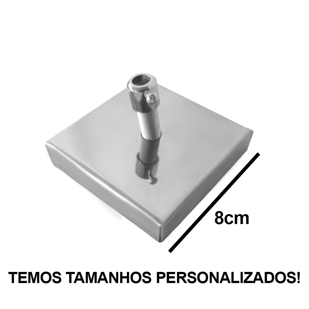 Canopla para Lustre e Pendente Quadrada Cromada 8cm Inox - 2