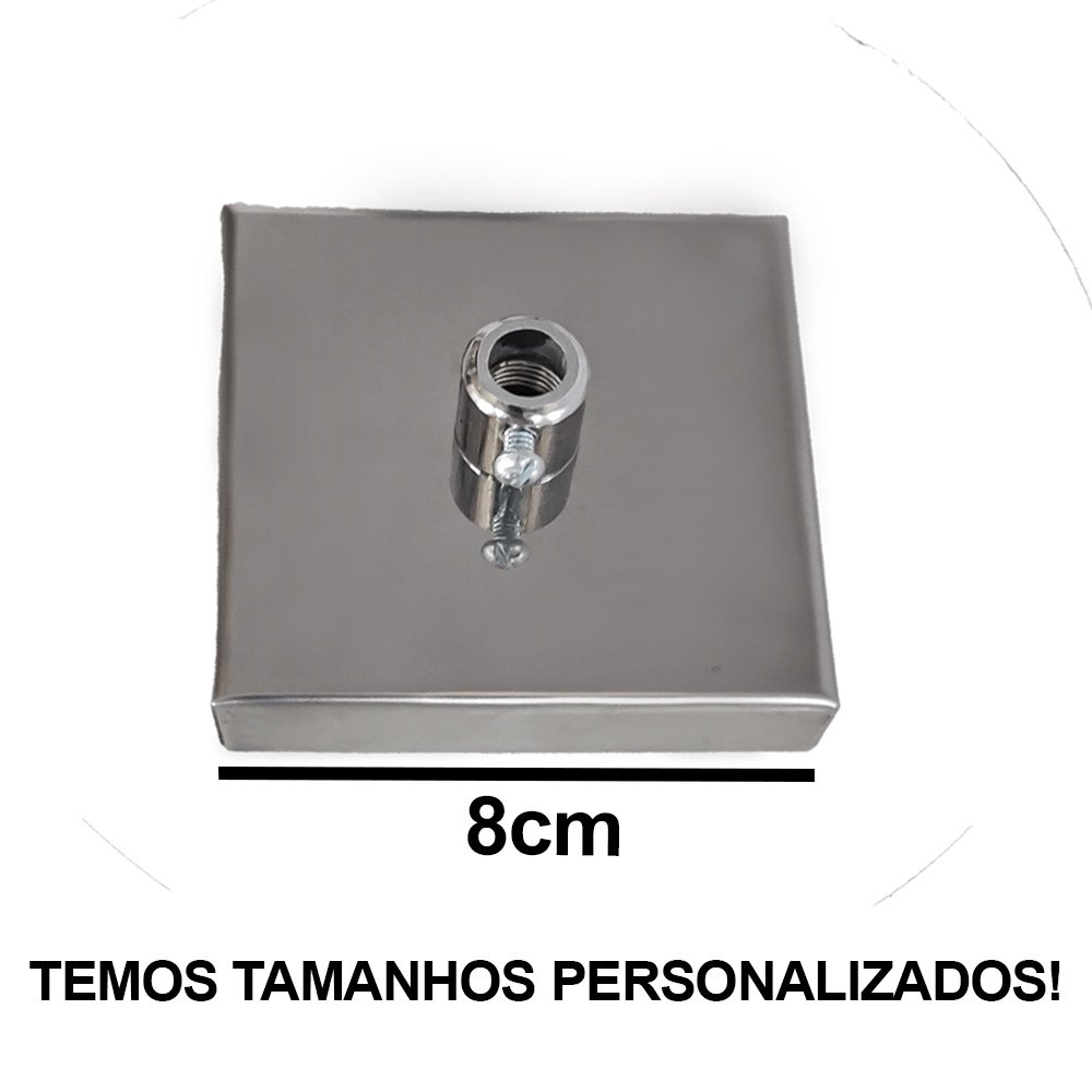 Canopla para Lustre e Pendente Quadrada Cromada 8cm Inox - 5