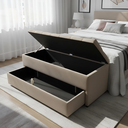 Ver imagem 2 de Puf Baú Sapateiro com Gaveta King 195x50x45cm Cor Areia - Produto Direto de Fábrica