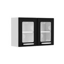 Ver imagem 1 de Armário de Cozinha Modulado Evidence 7006 2 Portas c/ Vidro Branco/Preto - Bertolini