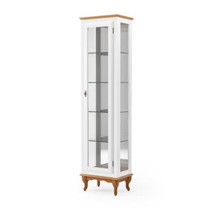 Cristaleira 1 Porta Prat Vidro e Espelho Branco - Imbuia