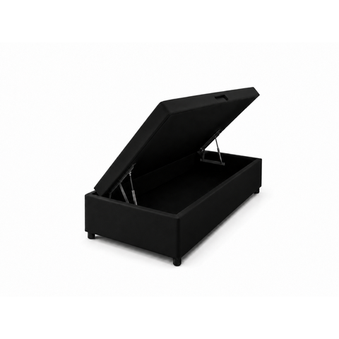 Cama Box Baú Solteiro com Encaixe para Colchão e Puxador Embutido:Preto