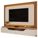 Ver imagem 1 de Painel Ripado Suspenso para Tv 70 Pol 210cm Rizzo D05 Off White Freijó