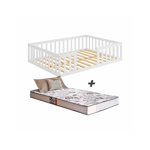 Cama Montessoriana com Colchão Casal:branco