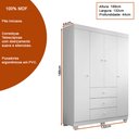 Ver imagem 3 de Guarda Roupa Infantil Ceci 99cm 4 Portas 100% Mdf Branco Brilho - Sallar Home