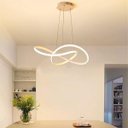 Ver imagem 3 de Lustre Pendente 3000k Led Luminaria Arco Infinito Perfil Hall de Entrada Moderno Hotel Comercial Res