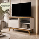 Ver imagem 2 de Rack para Sala Pequena e TV até 40 Polegadas Fênix Wood - Off White/Freijó