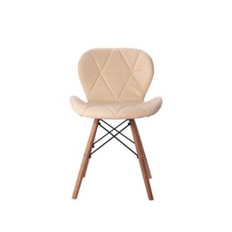 Kit 04 Cadeiras Estofada Jantar Charles Eames Eiffel Slim Wood Confort Creme - 3