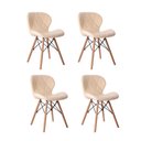 Ver imagem 1 de Kit 04 Cadeiras Estofada Jantar Charles Eames Eiffel Slim Wood Confort Creme