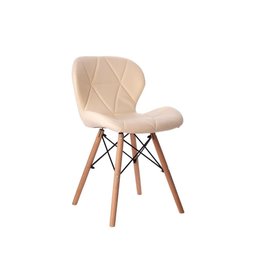 Kit 04 Cadeiras Estofada Jantar Charles Eames Eiffel Slim Wood Confort Creme - 2