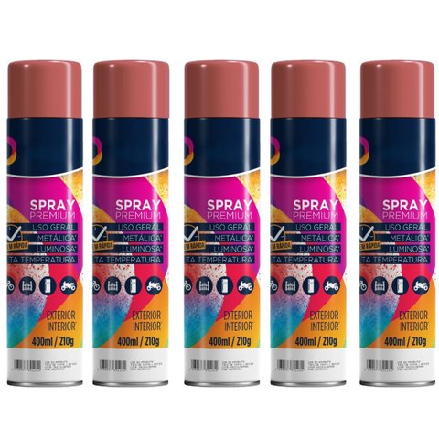 Tinta Spray 400ml Vermelho Uso Geral em Aço Ferro Gesso Cerâmica Couro | Universo | Kit 05 Un