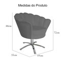Ver imagem 4 de Poltrona Estofada Com Base Giratória de Metal Pétala Suede Cinza - LM DECOR