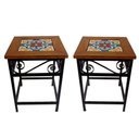 Ver imagem 1 de Kit 2 Bancos de Ferro e Madeira Rústico com Ladrilho A1