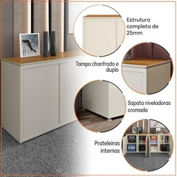 Conjunto de Escritório Office 2 Peças Mesa e Balcão Buffet Oslo - 2