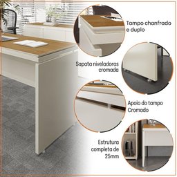Conjunto de Escritório Office 2 Peças Mesa e Balcão Buffet Oslo - 10