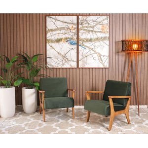 Conjunto 2 Poltronas Estofadas em Madeira Maciça Cléo Verde – Straub Web