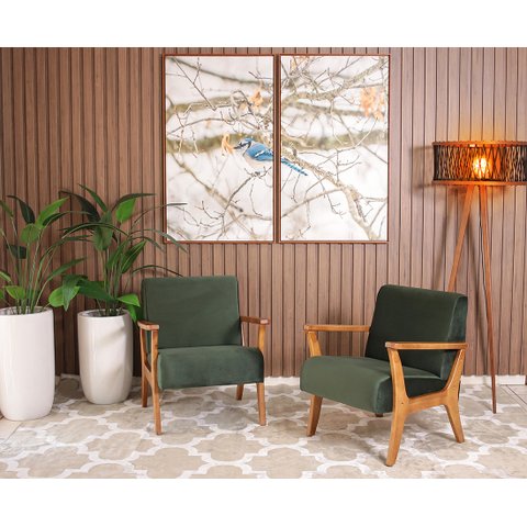 Conjunto 2 Poltronas Estofadas em Madeira Maciça Cléo Verde – Straub Web