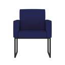 Ver imagem 4 de Poltrona Cadeira Decorativa Recepção Base de Ferro Dourada Cor:azul Marinho