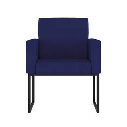 Poltrona Cadeira Decorativa Recepção Base de Ferro Dourada Cor:azul Marinho - 4