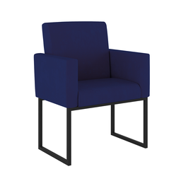 Poltrona Cadeira Decorativa Recepção Base de Ferro Dourada Cor:azul Marinho - 1